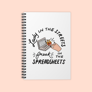Lady in the Streets, Freak in the Spreadsheets Spiral Notebook