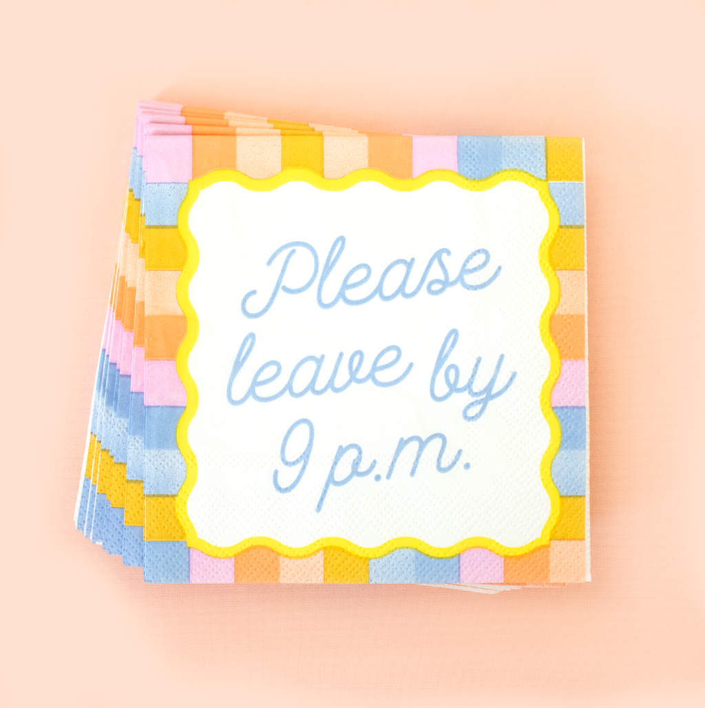 Please Leave By 9 P.M. Summer Cocktail Napkins