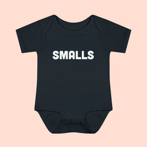 Black baby onesie with a customizable green and white text box on a white background
