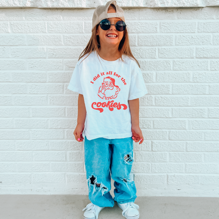 I Did It All for the Cookies KIDS Christmas Tee
