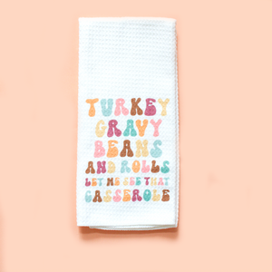Turkey Gravy Beans & Rolls Waffle Kitchen Towel