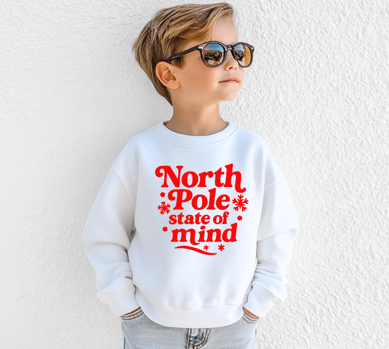 North Pole State of Mind KIDS Christmas Sweatshirt