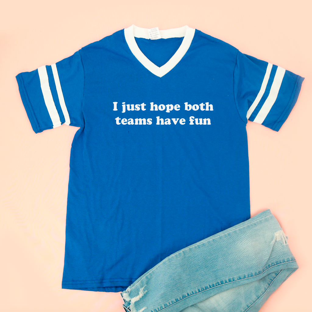 Both Teams Have Fun Adult Unisex V-Neck Tee