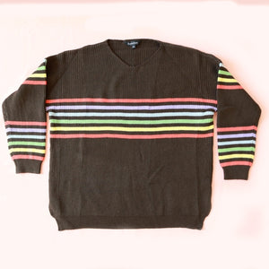 Rainbow Stripe Dark Olive Sweater 3XL Only