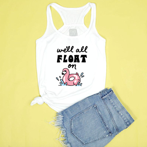 Float On - Flamingo Women's Flowy Racerback Tank - XS only
