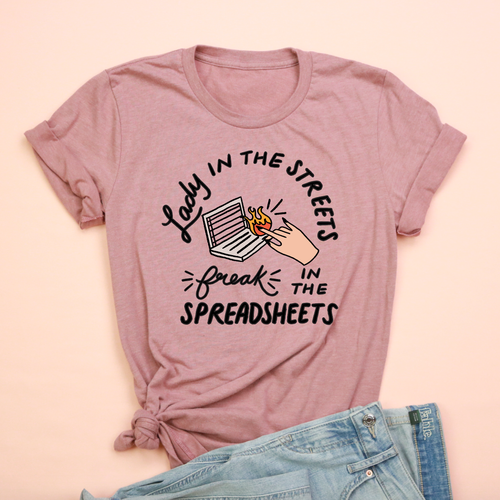 Lady In The Streets, Freak In The Spreadsheets Adult Unisex Tee