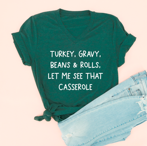 Let Me See That Casserole Adult Unisex V-Neck Tee