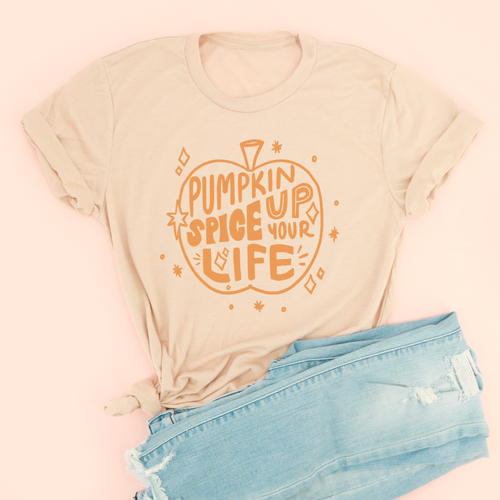 Pumpkin Spice Up Your Life Adult Unisex Tee - Sand Dune