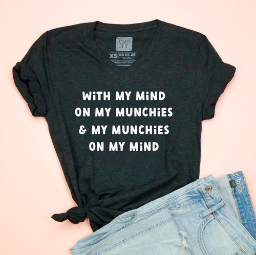 Mind On My Munchies Adult Unisex V-Neck Tee