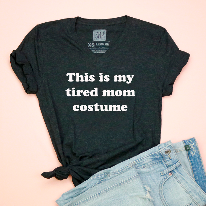 My Tired Mom Costume Adult Unisex V-Neck Tee