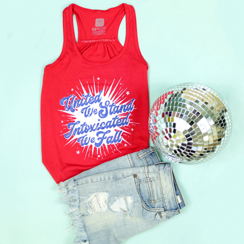 United We Stand, Intoxicated We Fall Women's Racerback Tank